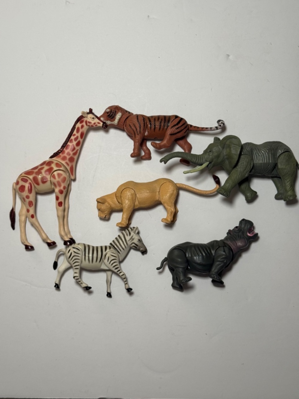 Vintage Toy Major Safari Animal Figures Lot 6 Giraffe Tiger Elephant Zebra Hippo - Picture 2 of 3